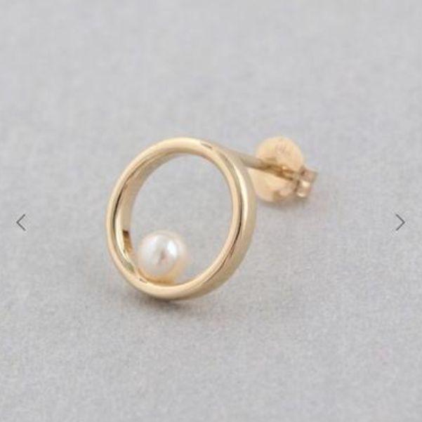 Jouete(ジュエッテ) K10YG サークル×パール ピアス アクセサリー