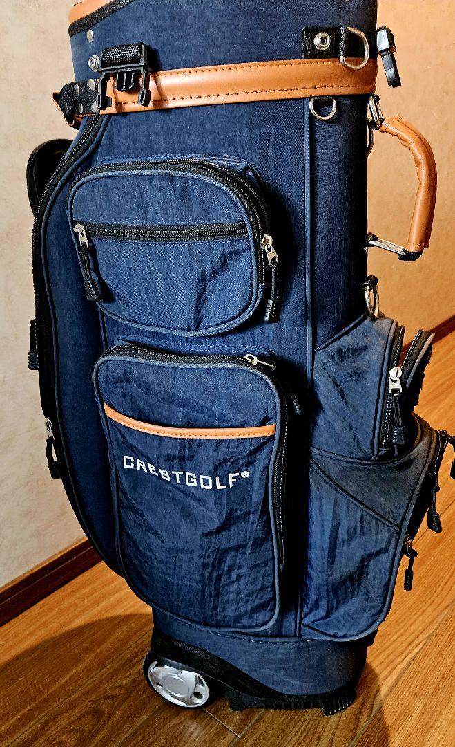 送料無料/超美品 お買い得 CRESTGOLF キャスター付き キャディバッグ