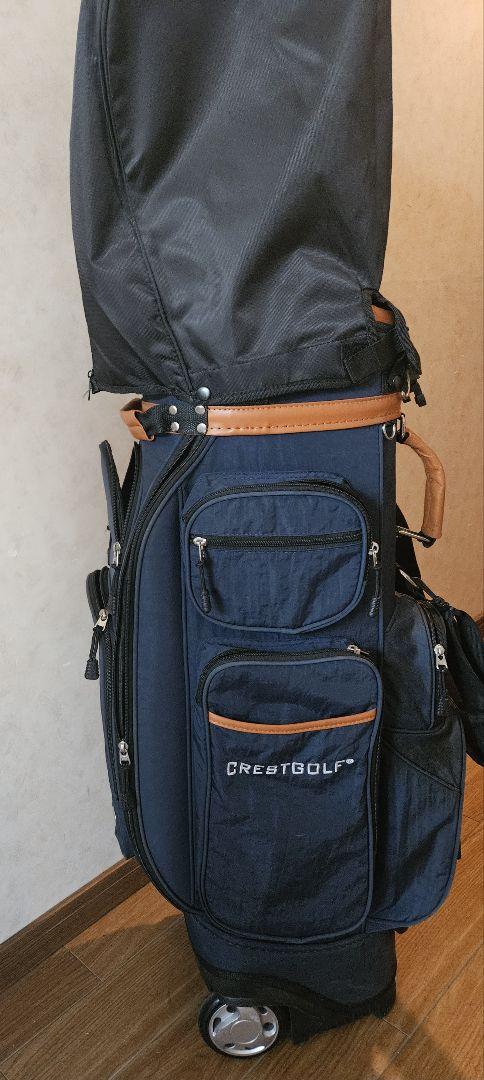 送料無料/超美品 お買い得 CRESTGOLF キャスター付き キャディバッグ