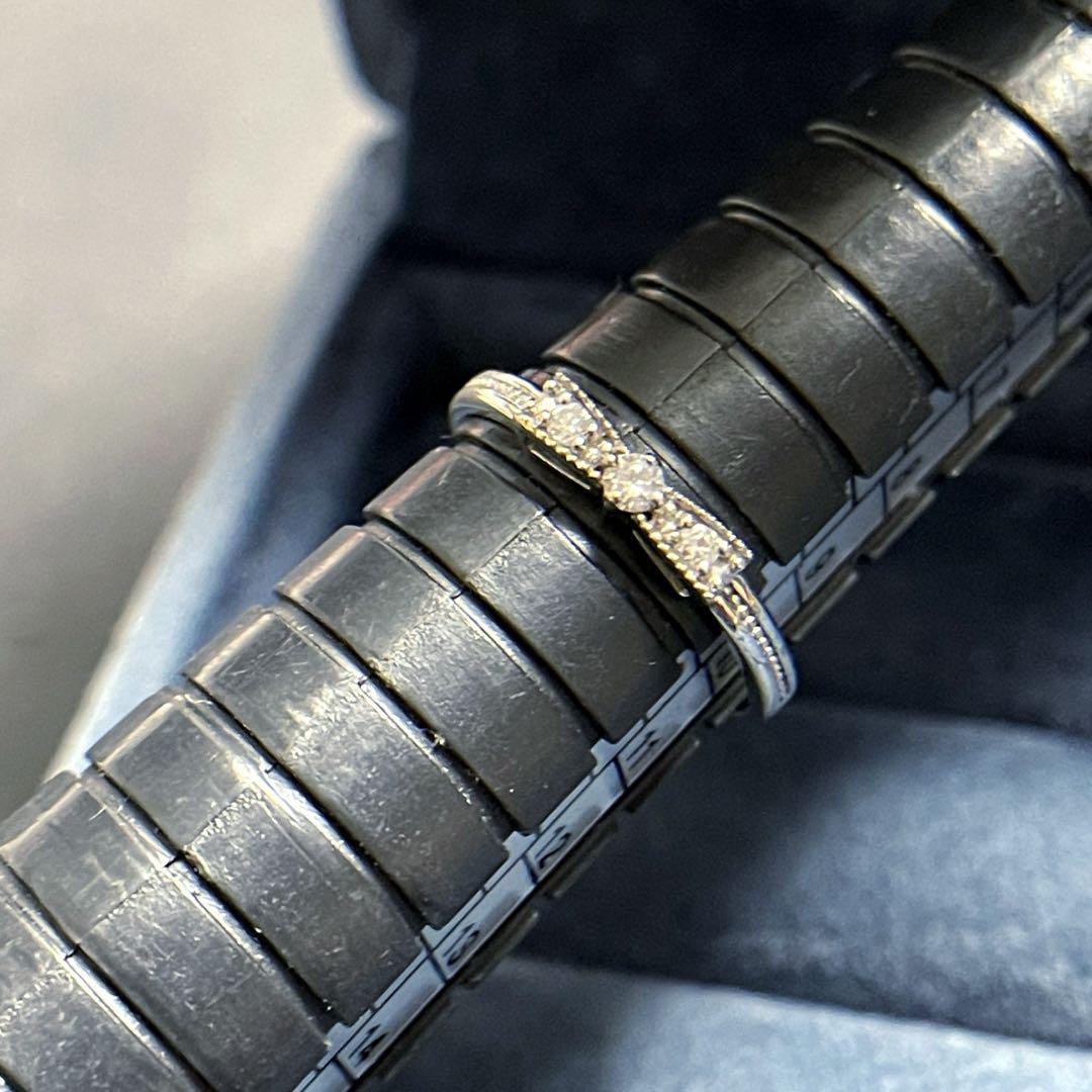 K10ホワイトゴールド リボンデザイン指輪リング 8.5-9号