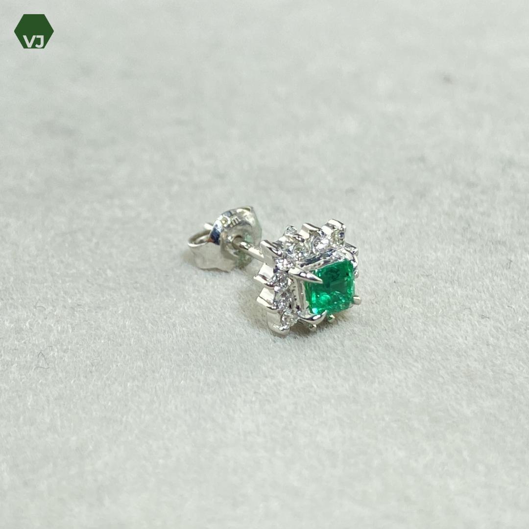 【26-11】エメラルド　ダイヤ　ピアス（片方）E0.17ct D0.08ct