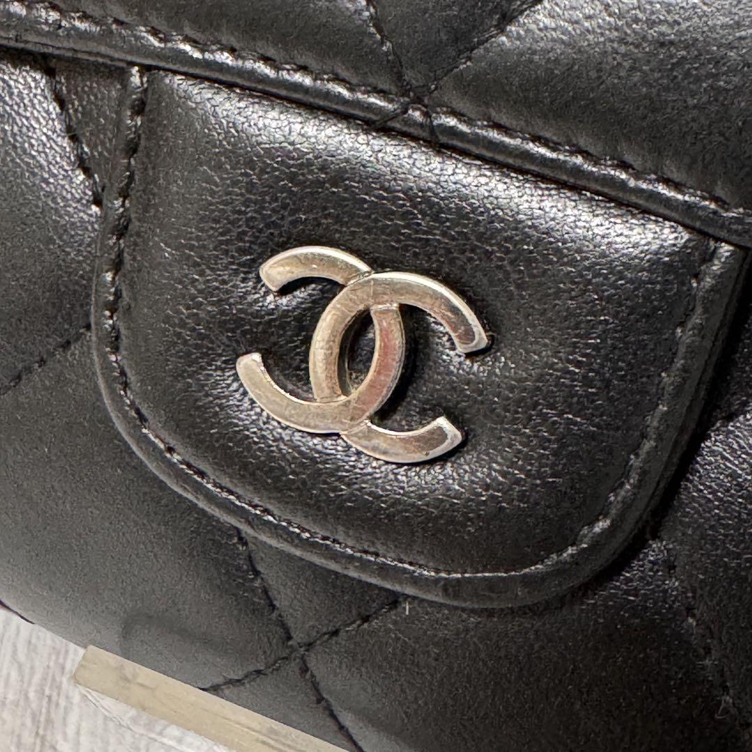 美品⭐CHANELシャネル マトラッセ ラムスキン 三つ折 長財布 シルバー金具
