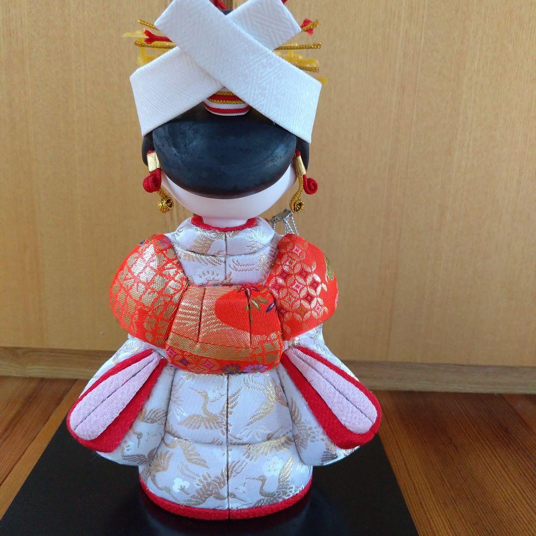 木目込人形　花嫁　嫁ぐ日　白無垢　日本人形　置物　台座着き