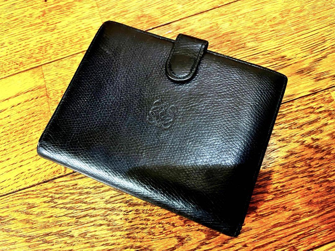LOEWE ロエベ 財布 二つ折り財布 ファスナー付 レザー ブラック
