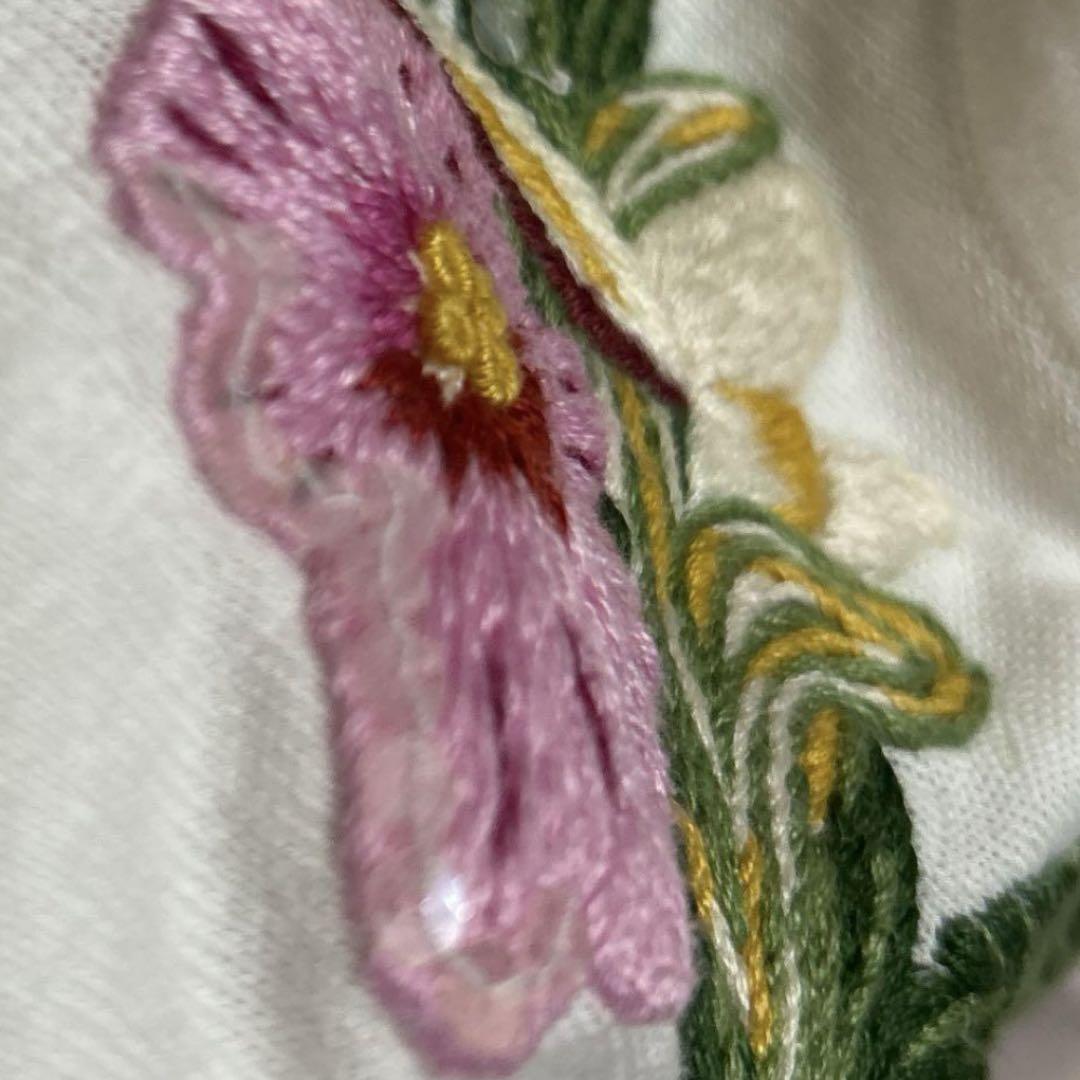 ケイタマルヤマ 手刺繍 花柄 カーディガン 薄手コットン ガーゼ