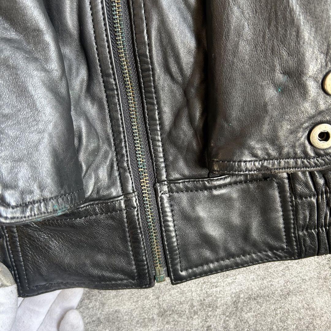 archive grunge ram leather jacket black