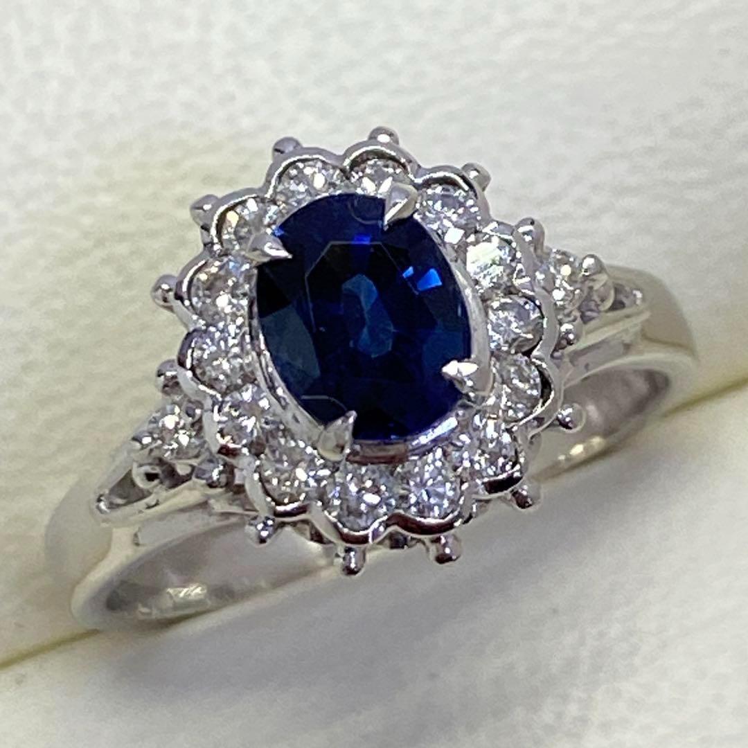 Pt900　天然サファイアリング　S0.98ct　サファイヤ　プラチナ　9月誕生
