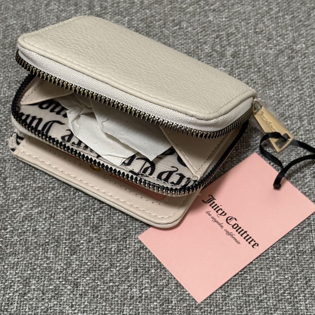 ジューシークチュール 二つ折り財布 ベージュ DLロゴ ラメ入り