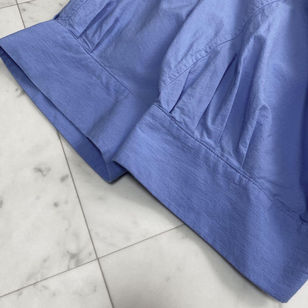 美品 MICA&DEAL バンドカラー ロングシャツワンピース 日本製 ブルー