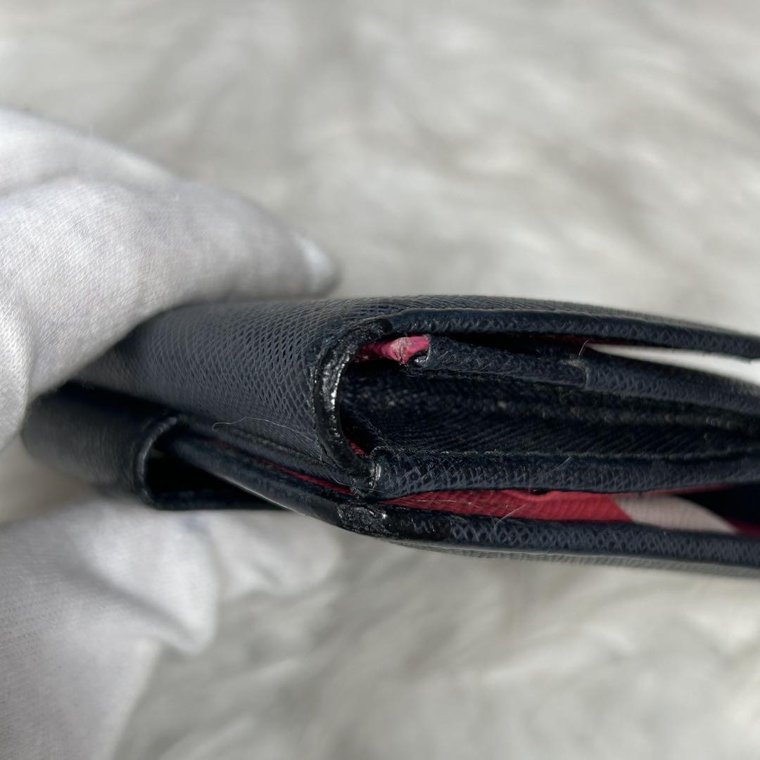 希少 【PRADA】3つ折り財布 バイカラー サフィアーノレザー