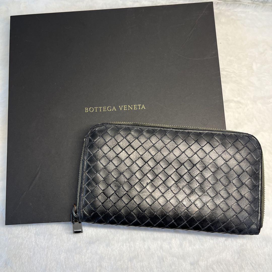 想像を超えての BOTTEGA VENETA ブラック グレー 長財布 - メルカリ 小物