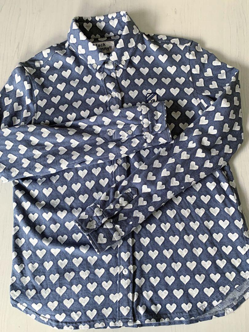 Jack Bunny!! ジャックバニー　長袖　ポロシャツ　ハート柄