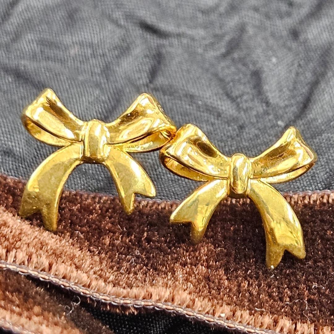 大人可愛い！18金 K18YG イエローゴールド リボンピアス