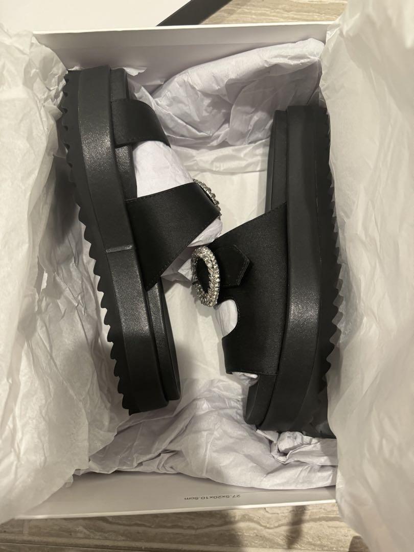 UNITED ARROWS サテン ビジュー サンダル 35/22.5cm
