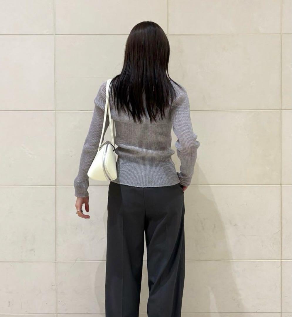 新品SHIPS for women 〈手洗い可能〉シアー リブ 長袖 ポロニット