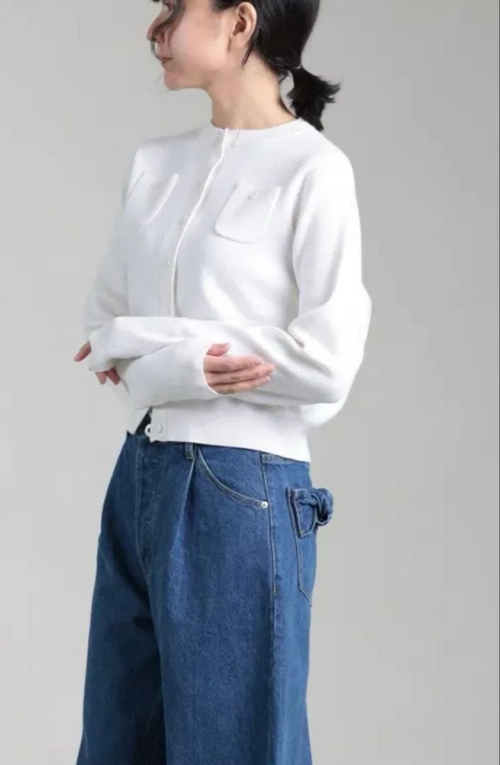 CABaNキャバン コットン カシミア クルーネックカーディガン/ホワイト CABaNキャバン コットン カシミア クルーネックカーディガン/ホワイト