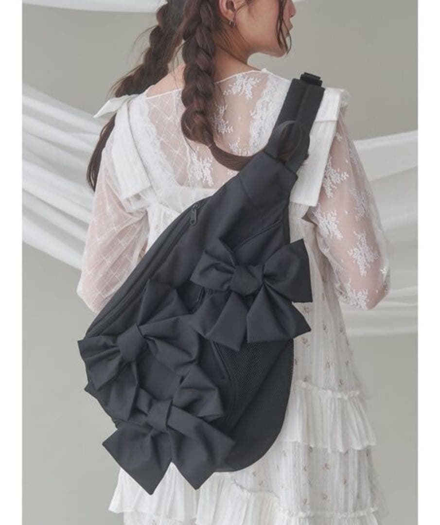 merry jenny ribbonワンショルダーバッグ ブラック