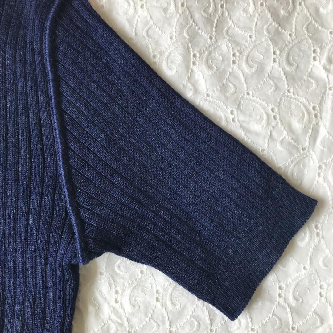 courrèges ブラックリブニット 半袖ロゴ刺繍フランス製ヴィンテージ
