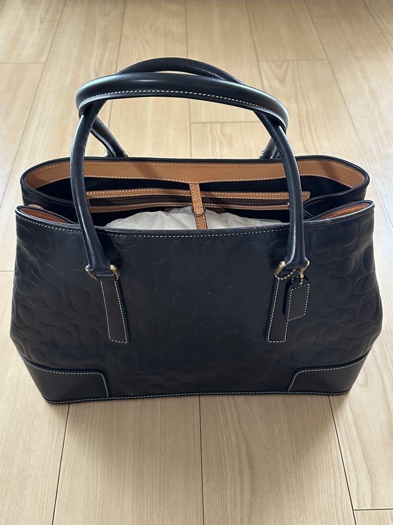 【美品】コーチ ハンドバッグNO.L1S-7010ブラックxタンレザー金具 金色 美品】コーチ ハンドバッグNO.L1S-7010ブラックxタンレザー金具