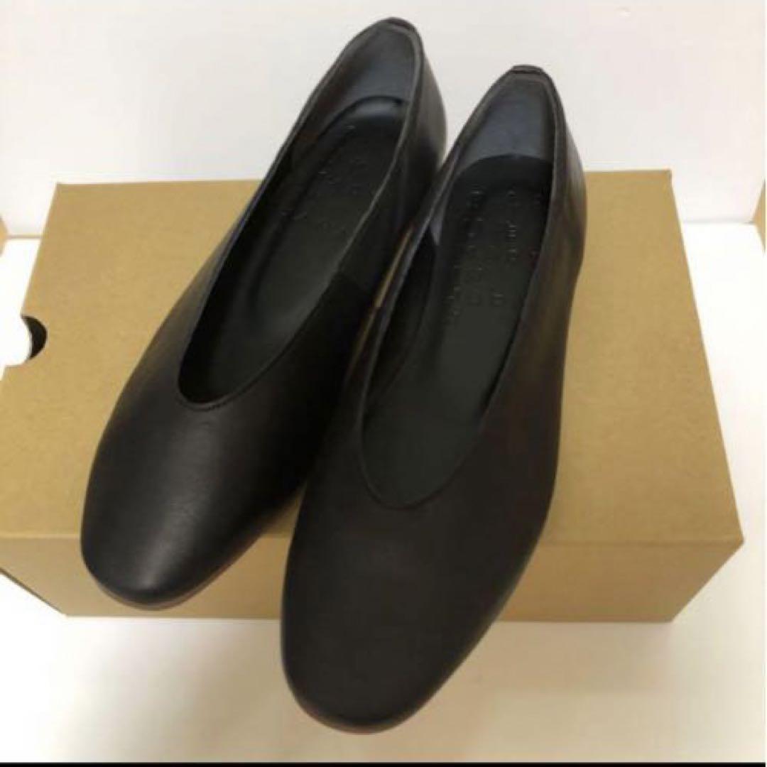 antiquaアンティカ 新品レザー フラット パンプス 本革 ブラック