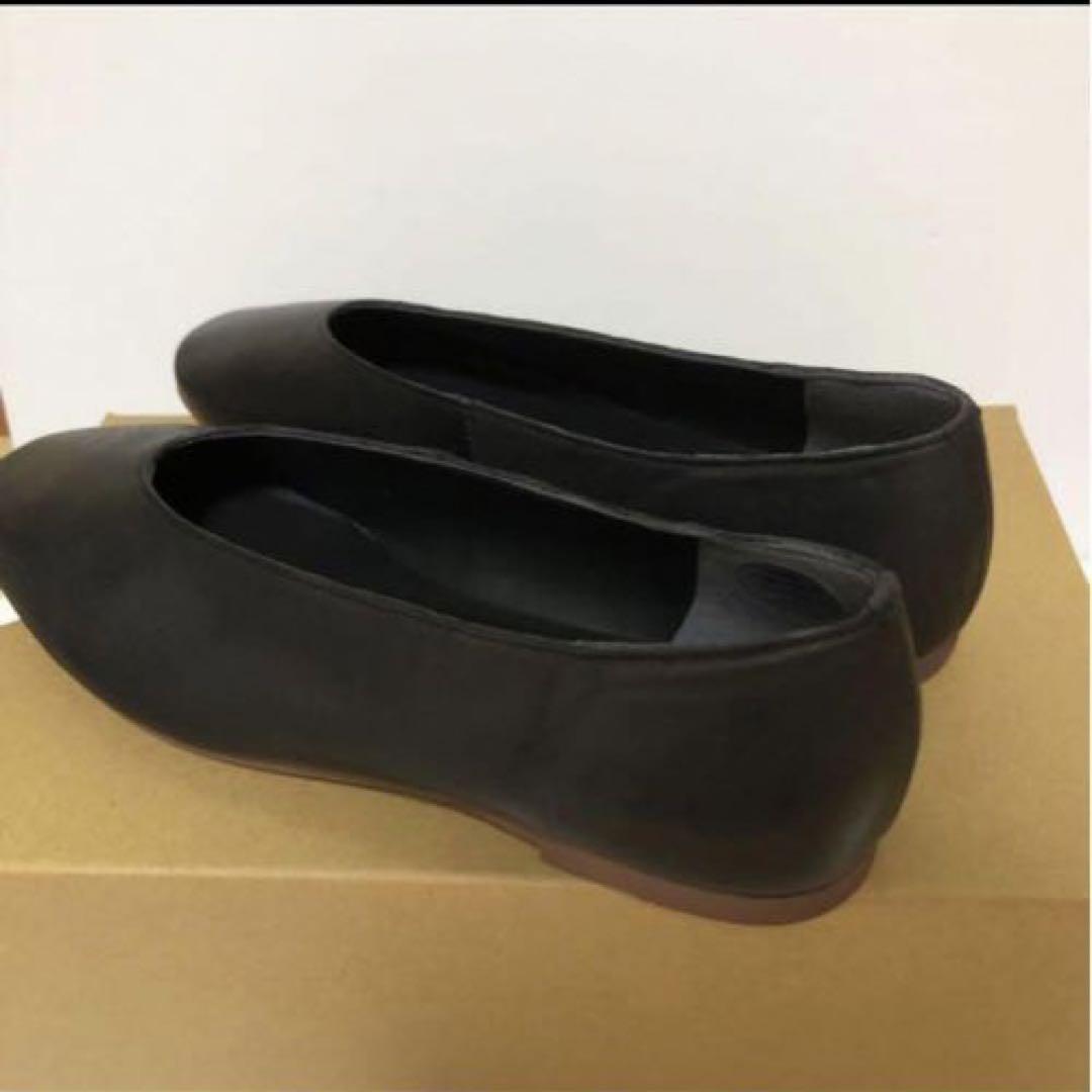 antiquaアンティカ 新品レザー フラット パンプス 本革 ブラック