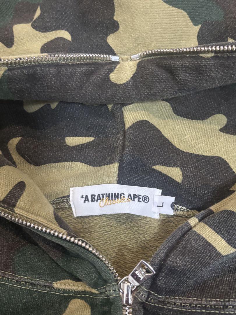 A BATHING APE 迷彩ジップパーカー/L/コットン/GRN/カモフラ