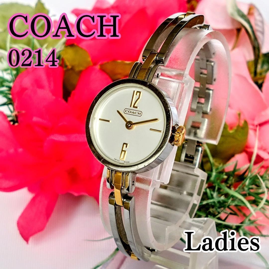 良品 COACHコーチ レディース腕時計ピンク＆シルバー バングル キュート COACH - 良品 COACHコーチ レディース腕時計ピンク＆シルバー