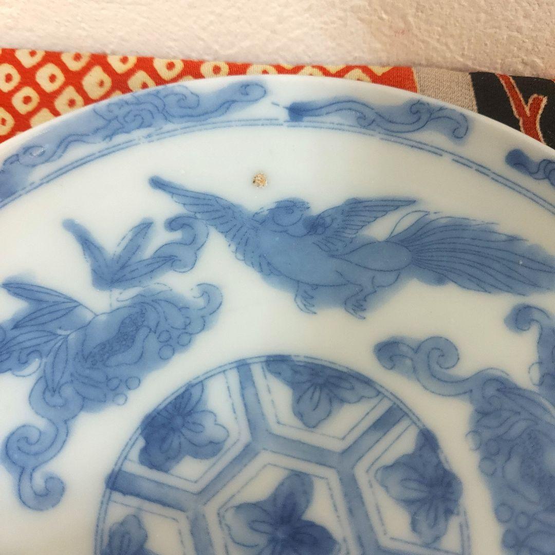 染付 印判 小皿 手塩皿 6枚 その1 銘 明治 大正 印判 梅 手塩皿 明治大正 日本の古い皿 レトロ 生活骨董 用の美