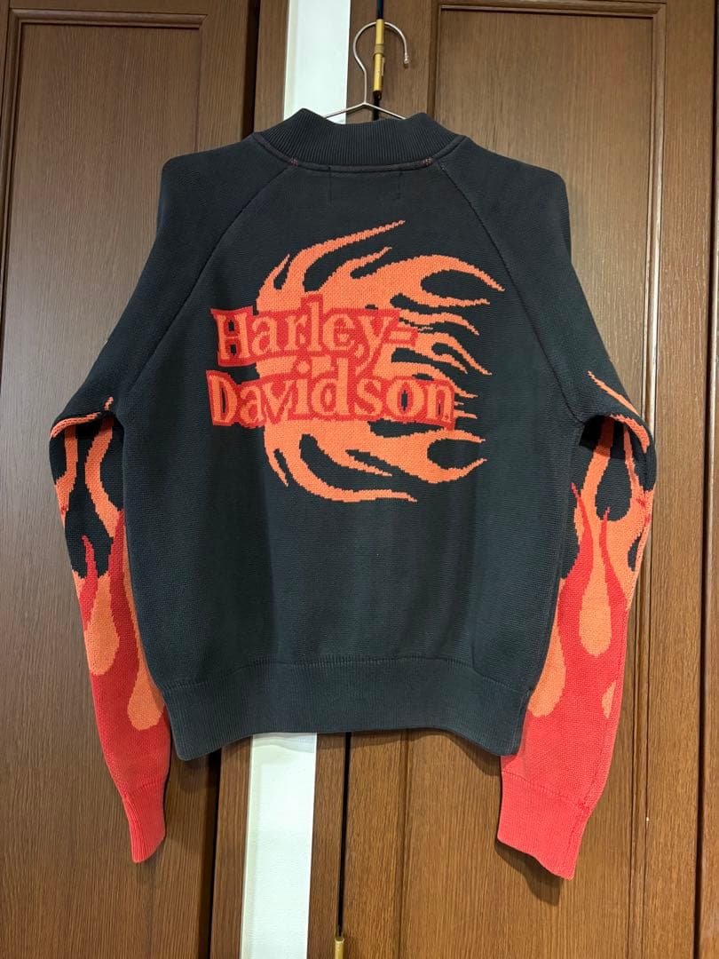 Harley Davidson フレイム コットン ジップアップニットM Harley-Davidson