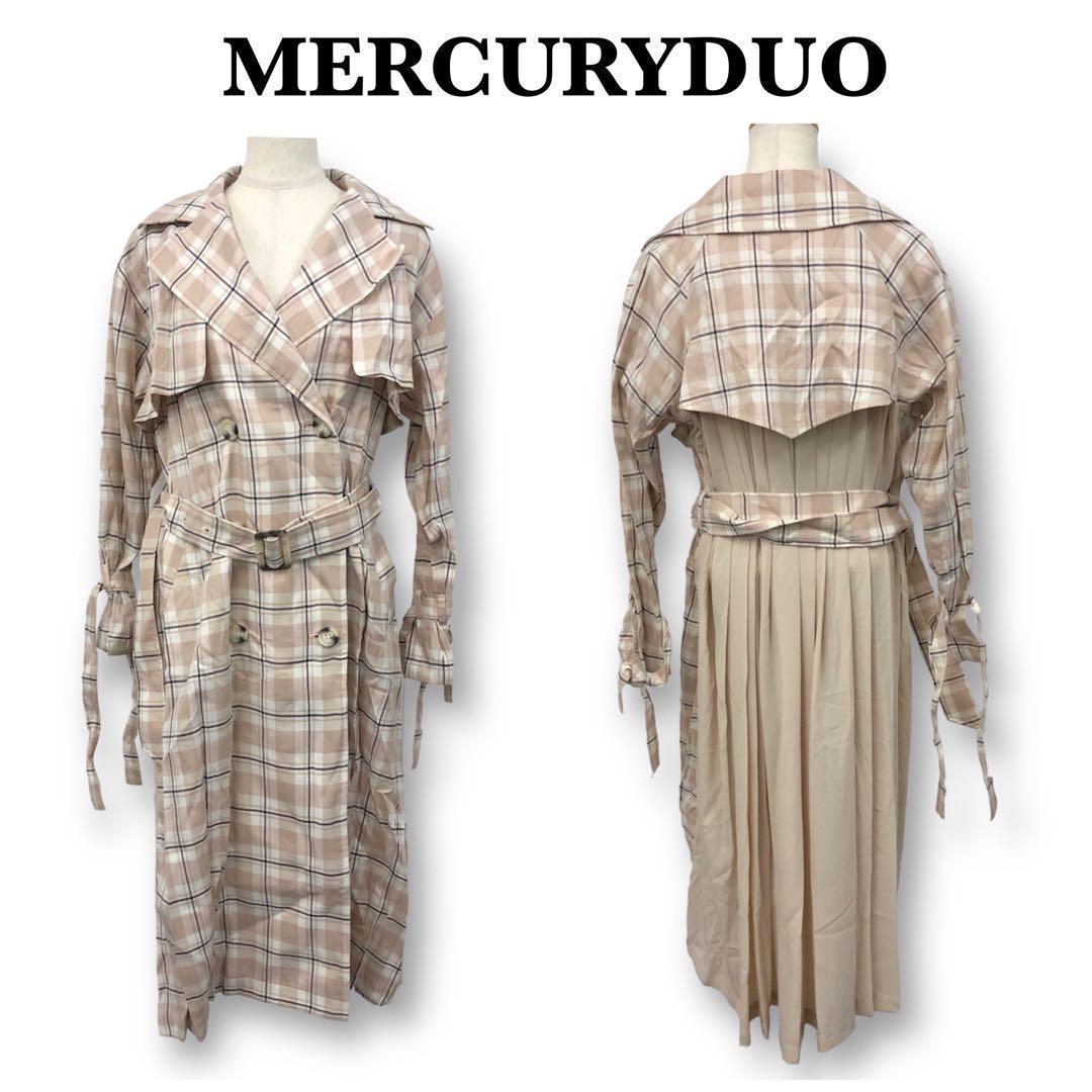 新品未使用★MERCURYDUO チェック×カラーブロッキングトレンチコート S