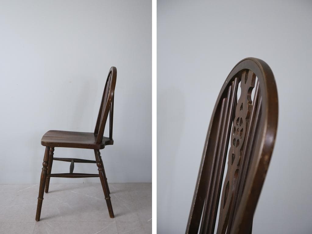 英国アンティーク木製ホイールバックチェア