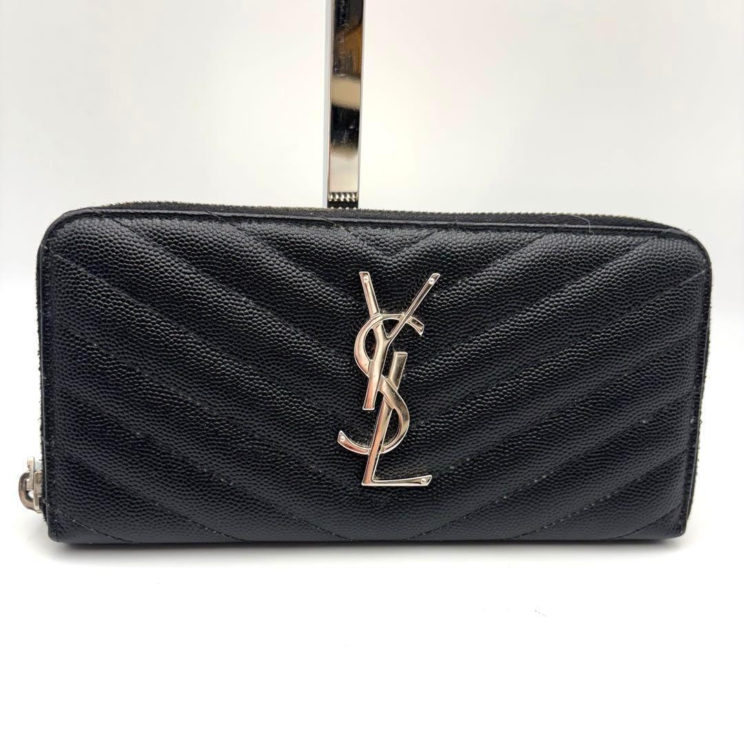 極美品✨サンローラン 長財布 ラウンド ブラック キャビアスキン