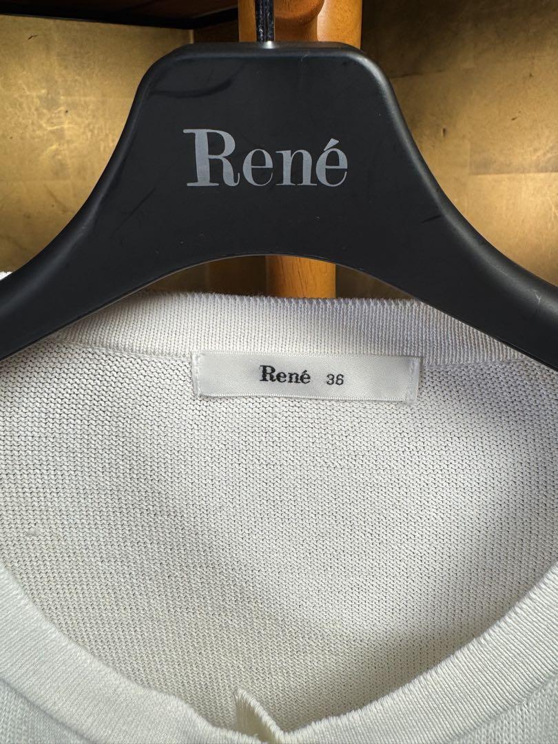 新品【René ルネ】ウォッシャブル綿混パフスリーブ五分袖カーディガン 36 新品【René ルネ】ウォッシャブル綿混パフスリーブ五分袖