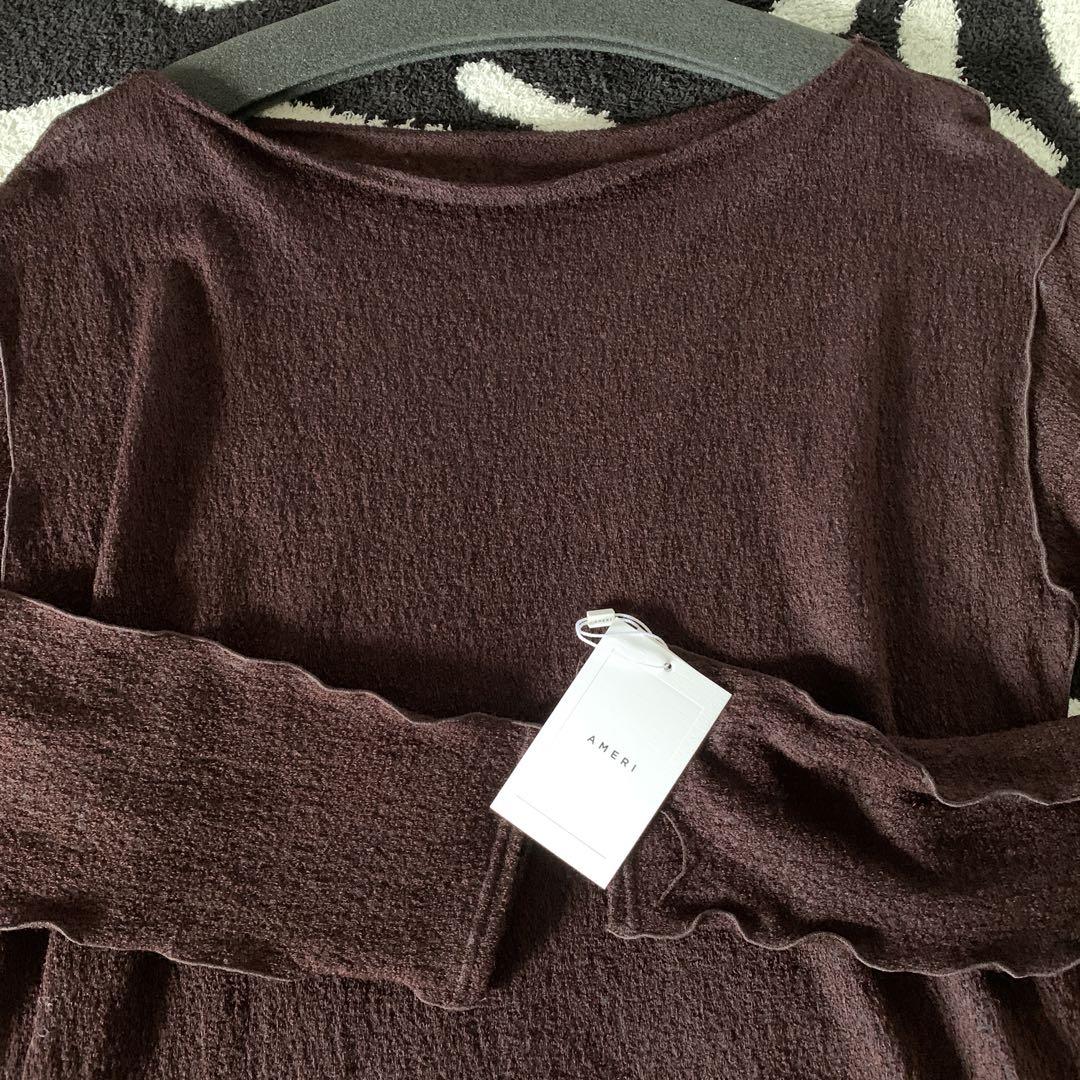AMERI FLUFFY SHEER TOP ボルドーFサイズ ほぼ新品