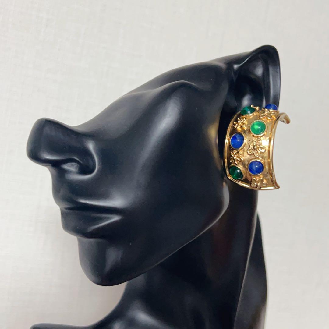 クリスチャンディオールイヤリングカラーストーンラインストーンイヤリング 極美品❗ Christian Dior クリスチャンディオール カラーストーン イヤリング