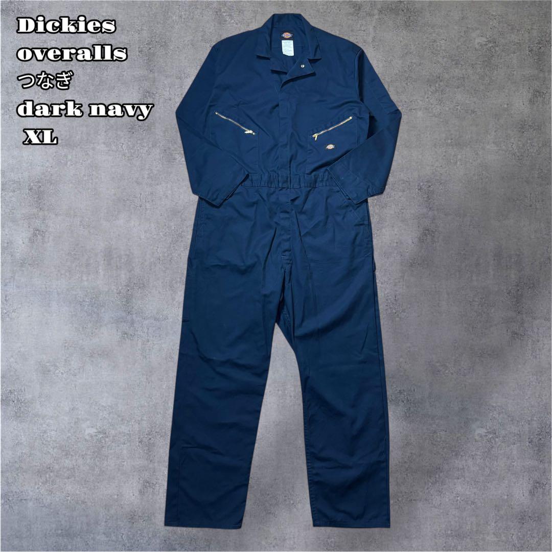 【メキシコ製】Dickies オーバーオールつなぎ刺繍パッチ　ダークネイビーXL