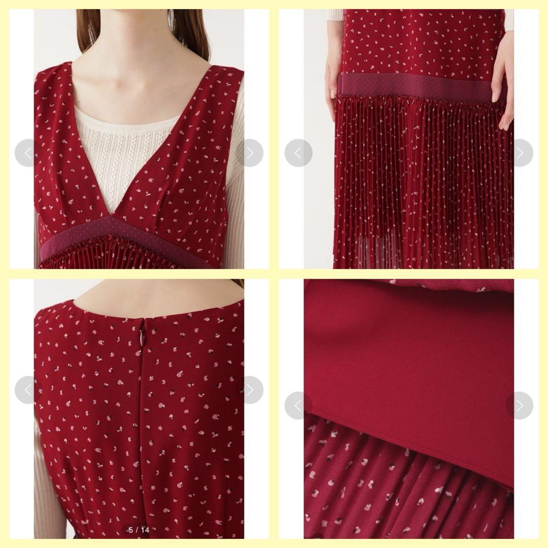 JILL STUART バーガンディ ドット柄 ノースリーブ ワンピース JILL STUART バーガンディ ドット柄 ノースリーブ ワンピース