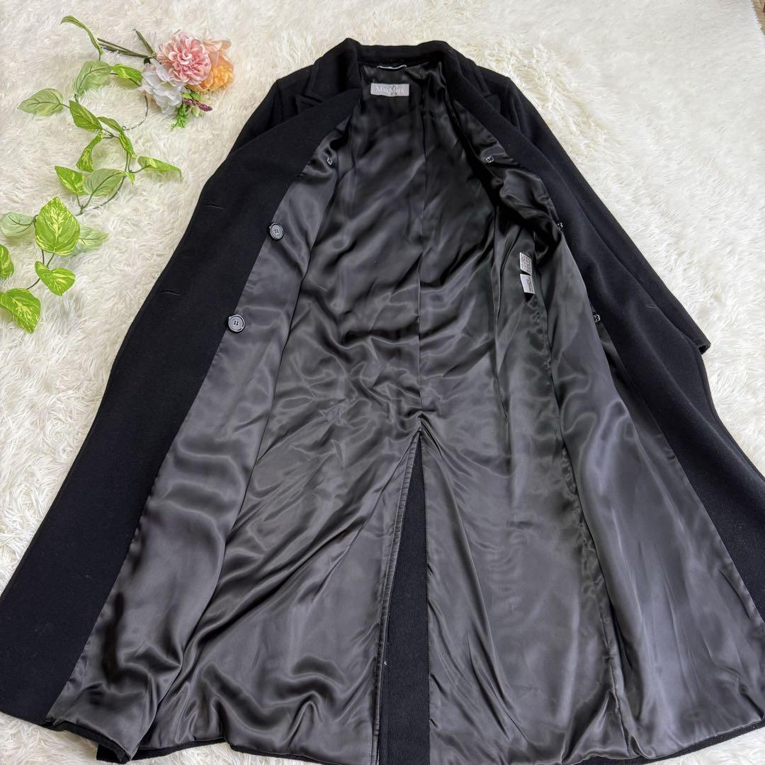 マックスマーラ】美品 ダブルチェスターコート ロング丈 ブラック 40