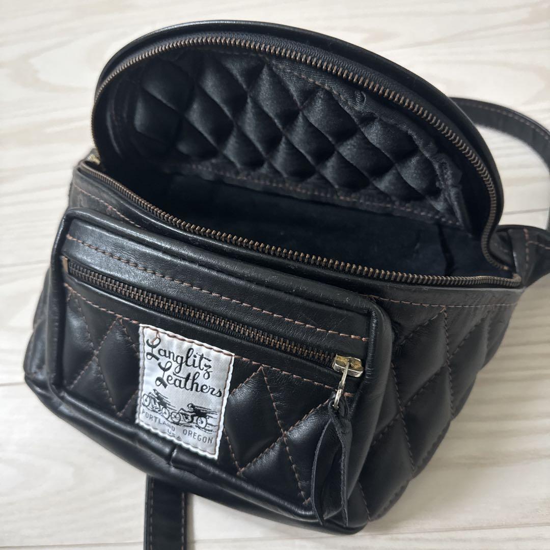 Langlitz Leathers ブラック ボディバッグ