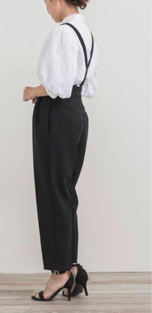美品 サスペンダー付き ハイウエスト スティックパンツ サロペット