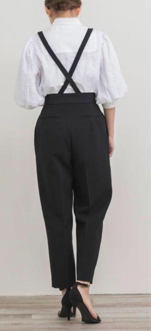 美品 サスペンダー付き ハイウエスト スティックパンツ サロペット