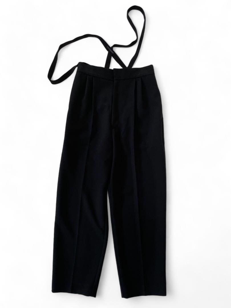 美品 サスペンダー付き ハイウエスト スティックパンツ サロペット