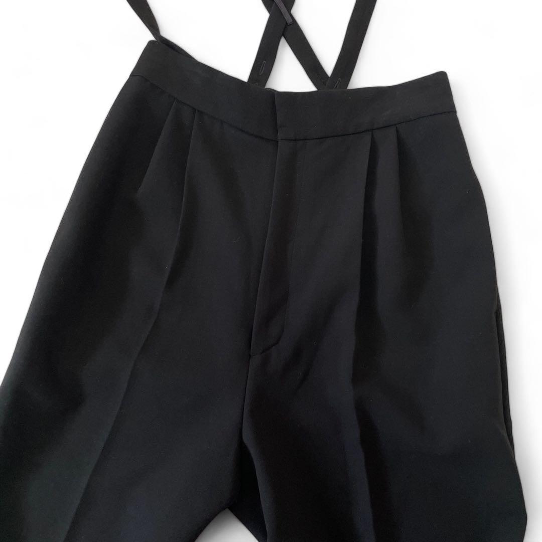 美品 サスペンダー付き ハイウエスト スティックパンツ サロペット