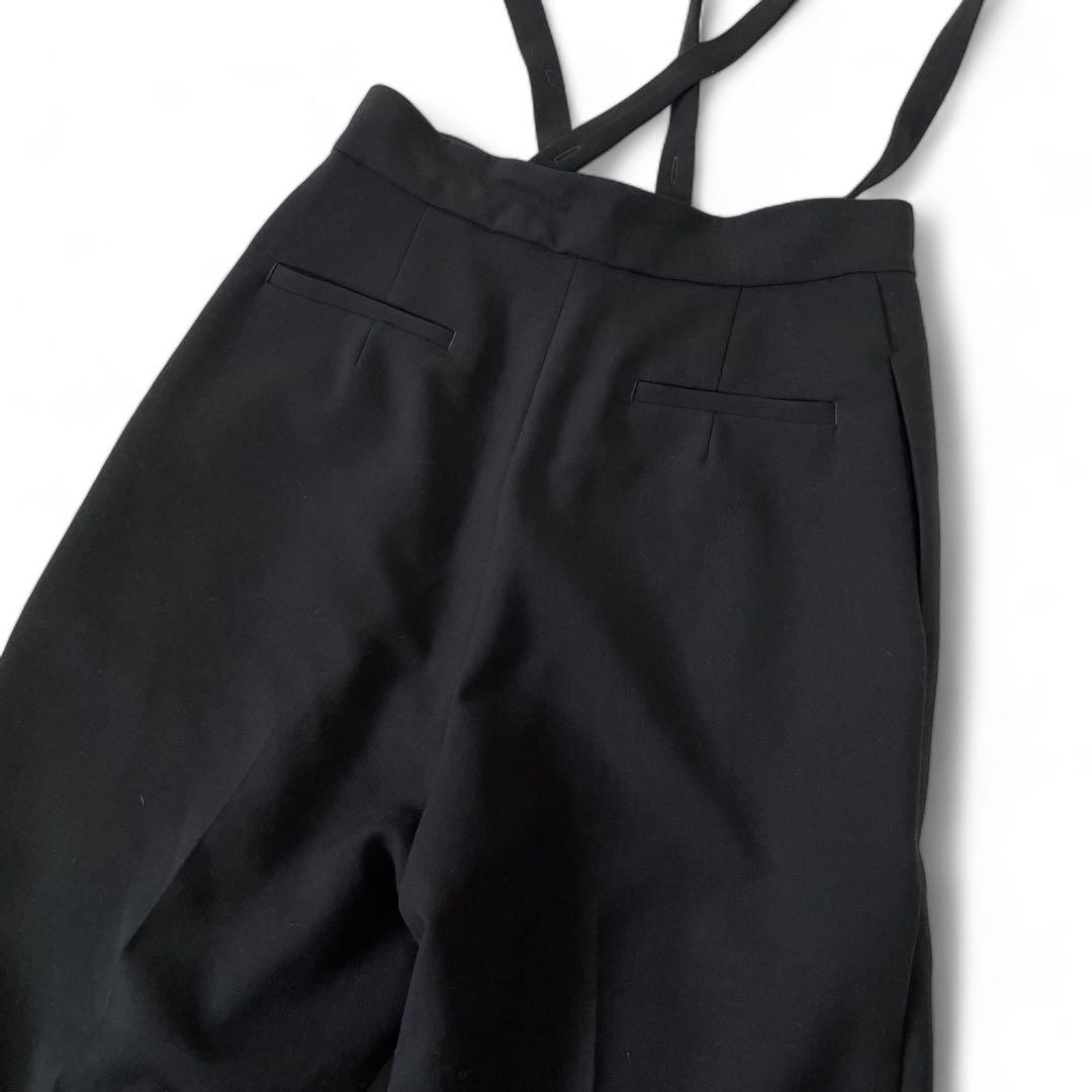 美品 サスペンダー付き ハイウエスト スティックパンツ サロペット