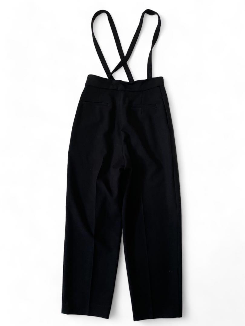美品 サスペンダー付き ハイウエスト スティックパンツ サロペット