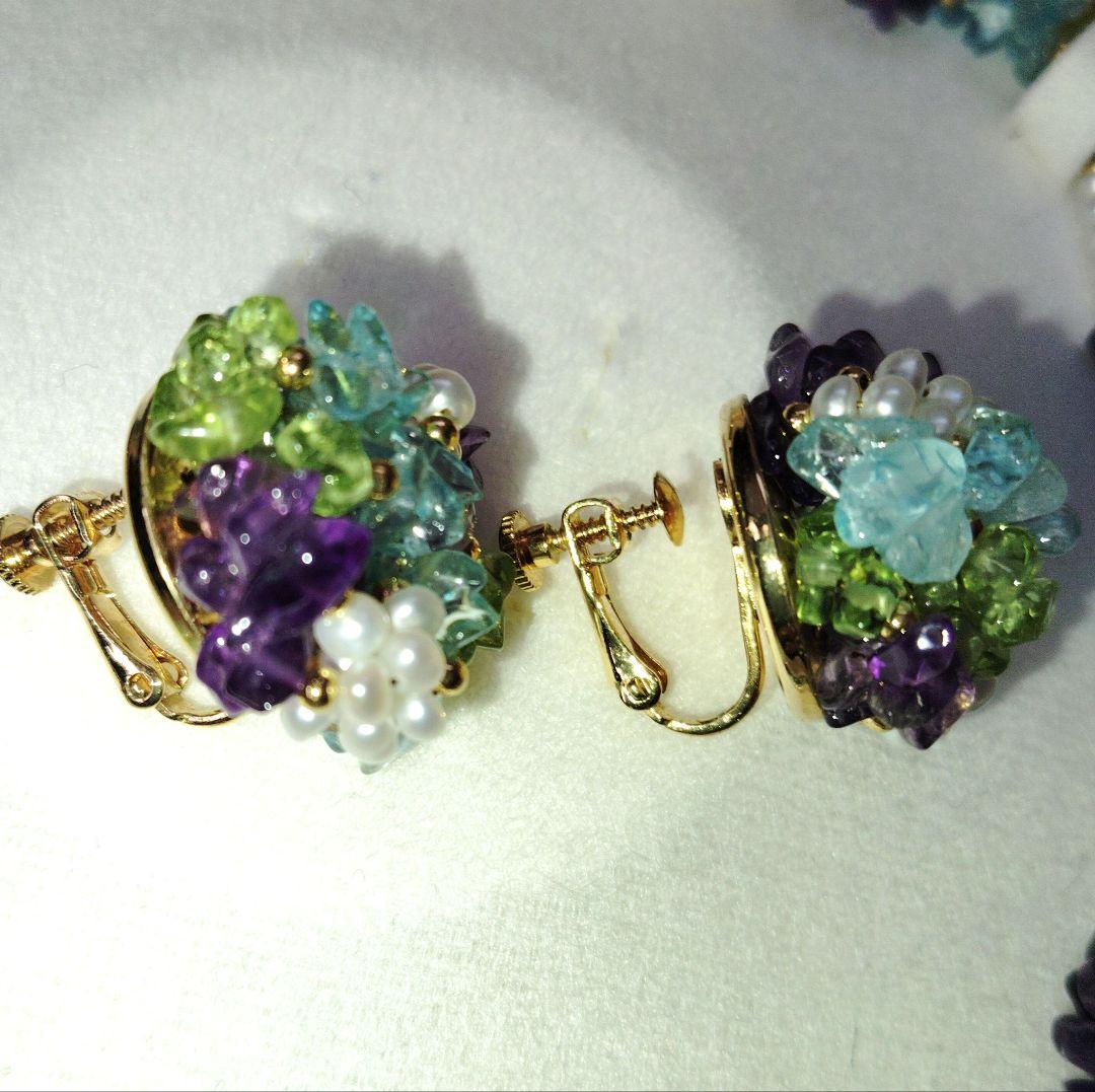 日本製 美品】AVON 天然石 春 ブルートパーズ アメジスト ペリドット アクセサリー