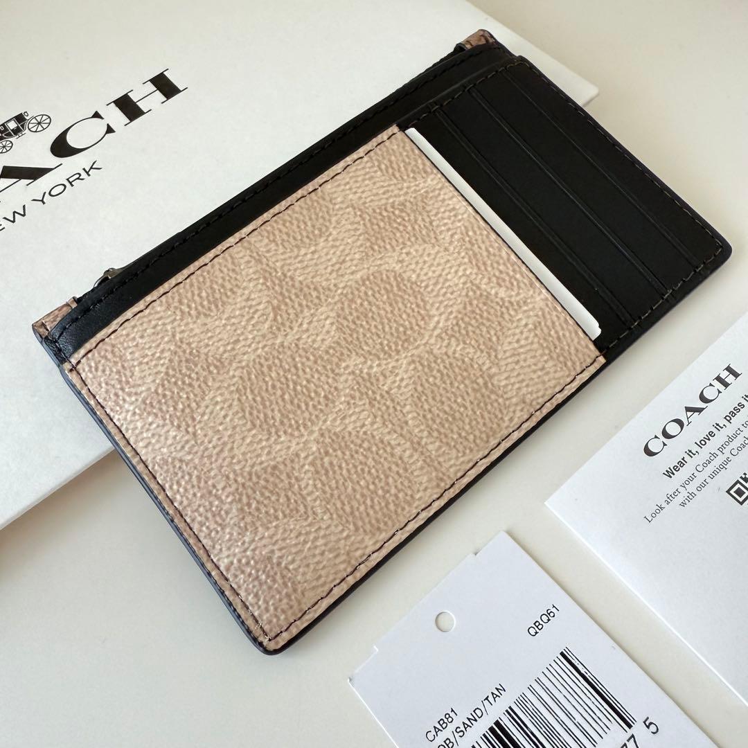 COACH コーチ　小銭入れ財布　カードケース シグネチャー　タン　ブラウン