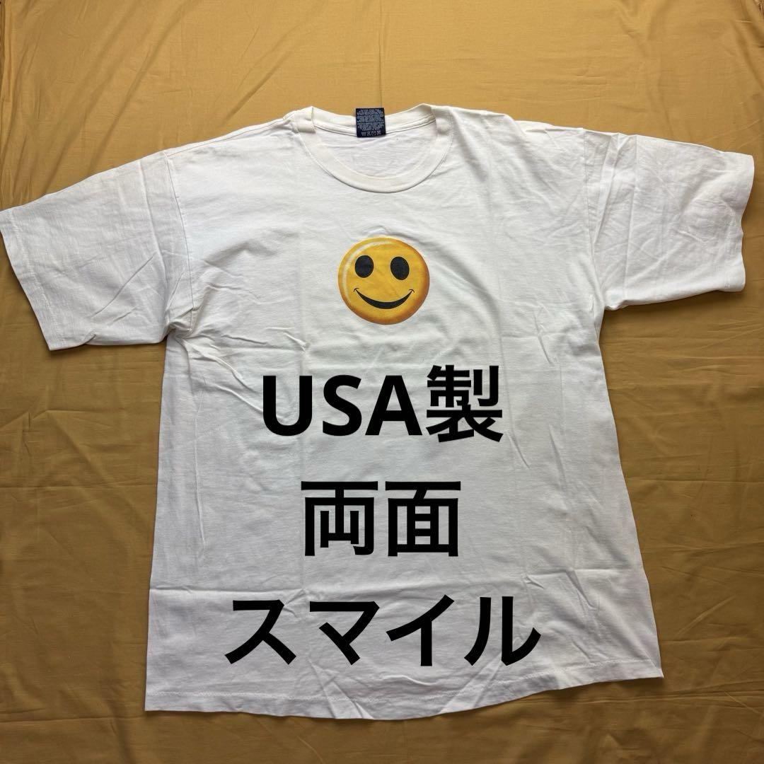 スマイル　ニコちゃん　tシャツ　シングルステッチ　90s USA製　スマイリー
