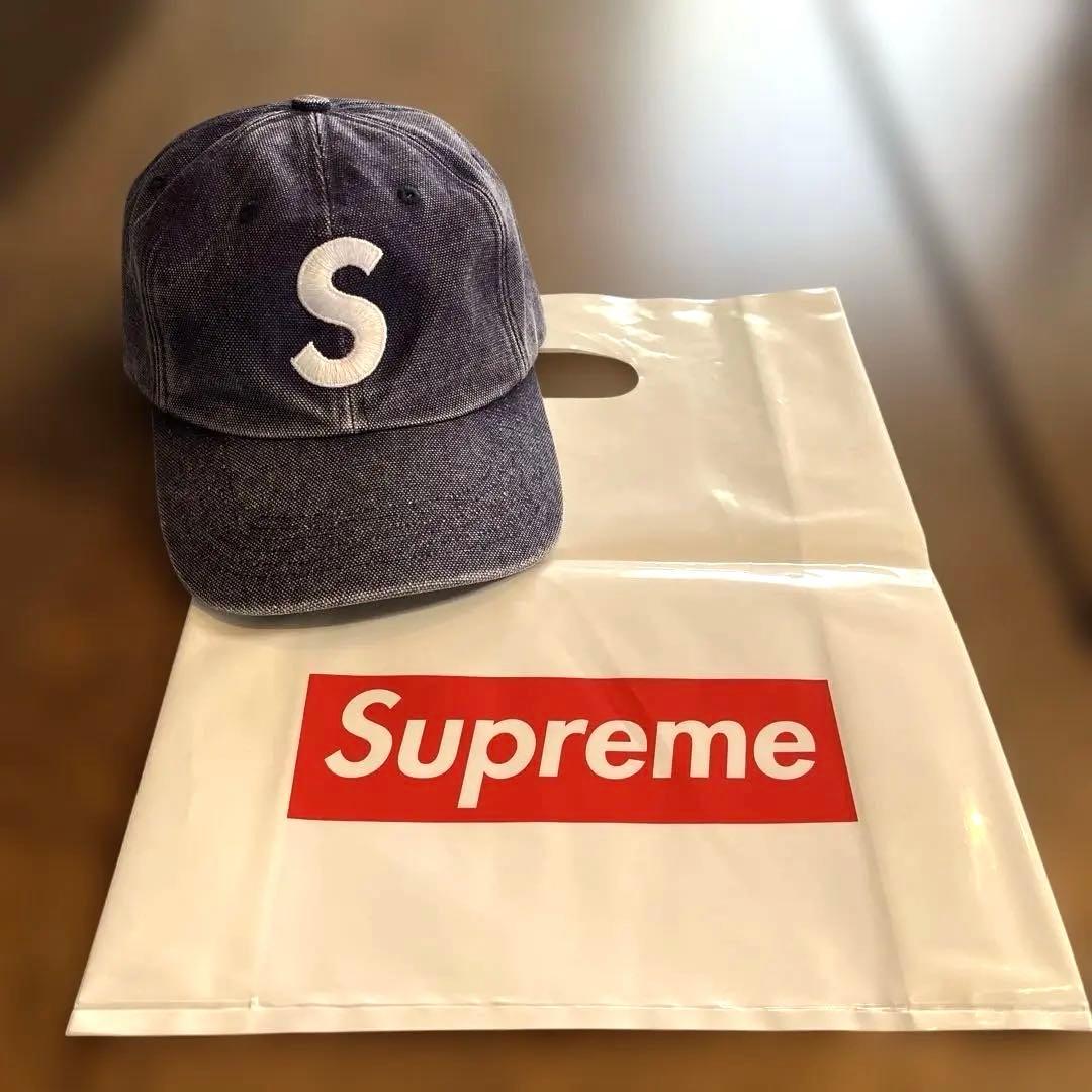SUPREME シュプリーム Sロゴ キャップ ネイビー