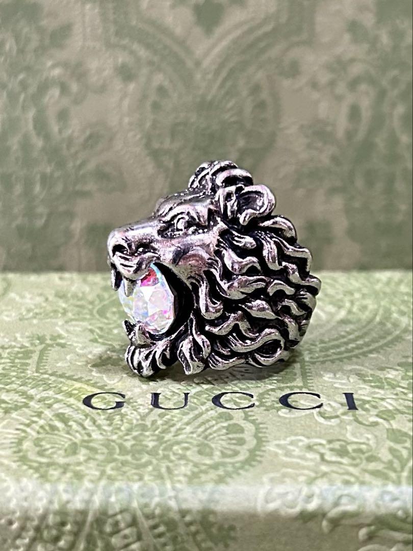 新品 未使用 GUCCI グッチ ライオンヘッド クリスタルリング 指輪 16号